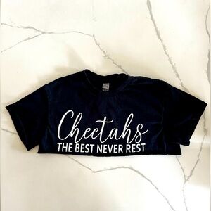 Cheer Athletics Cheetahs black T-shirt crop top. Adult small.